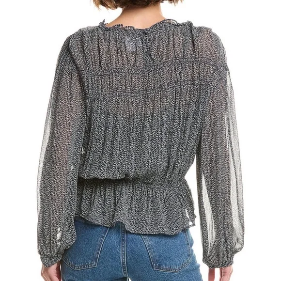 Velvet by Graham & Spencer Navy and White Blen top Size M - Picture 2 of 10